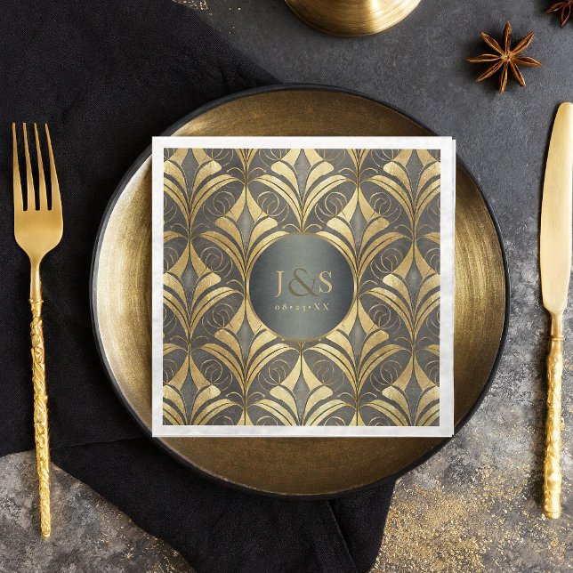 Serviette En Papier Mariage Motif Glam Art Deco ID1033 (Créateur téléchargé)