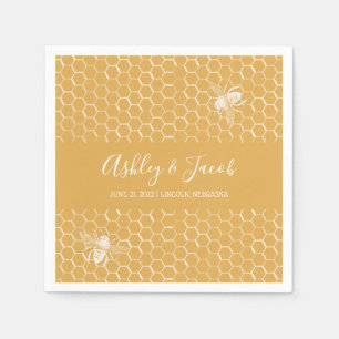 Serviette En Papier Mariage Motif Golden Honeypeb