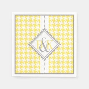 Serviette En Papier Mariage motif jaune, blanc