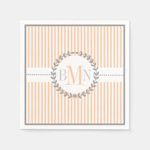 Serviette En Papier Mariage motif rayé blanc