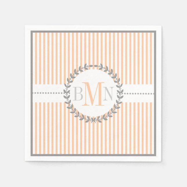 Serviette En Papier Mariage motif rayé blanc (Devant)