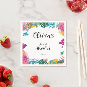 Serviette En Papier Mariage multicolore sous la douche aux feuilles