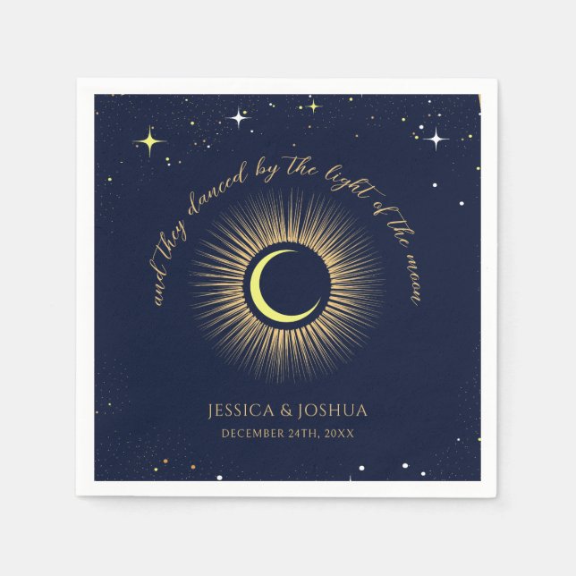 Serviette En Papier Mariage mystique de la Marine étoilée céleste (Devant)