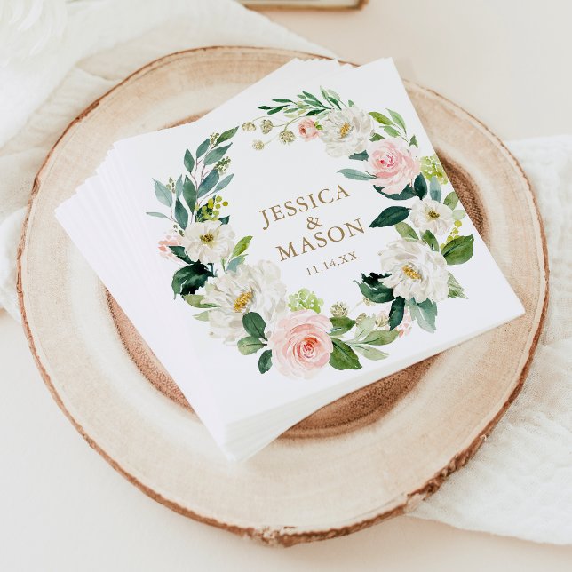 Serviette En Papier Mariage Napkin Blush Cocktail Napkin (Créateur téléchargé)