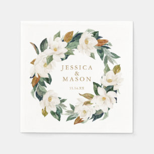Serviette En Papier Mariage Napkin Green Magnolia Napkin