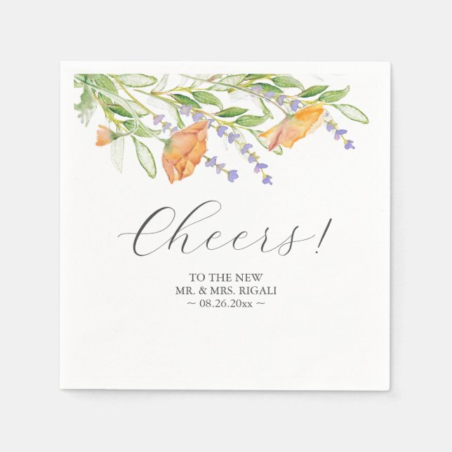 Serviette En Papier Mariage Napkins Fleurs sauvages botaniques (Devant)