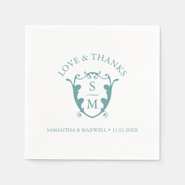 Serviette En Papier Mariage Napkins Modèle Monogramme personnalisé Cre (Devant)
