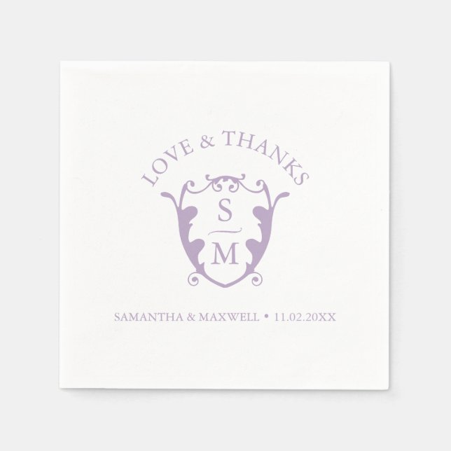 Serviette En Papier Mariage Napkins Modèle Monogramme personnalisé Cre (Devant)
