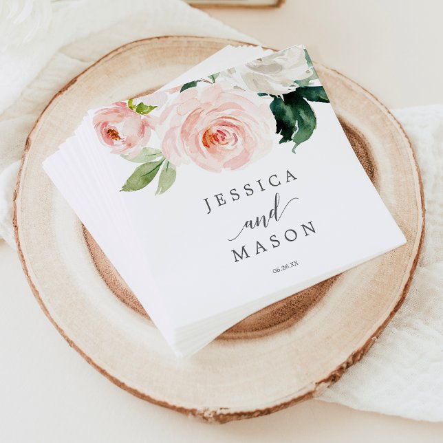 Serviette En Papier Mariage Napktail  en fleurs bleues Napktail Napkin (Créateur téléchargé)