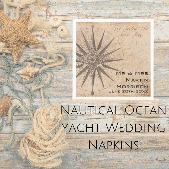 Serviette En Papier Mariage nautique (Nautical Ocean Yacht Wedding Napkins)