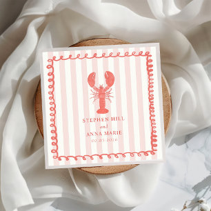 Serviette En Papier Mariage nautique Napkin de homard rose