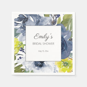 Serviette En Papier Mariage naval bleu jaune blanc floral Shower