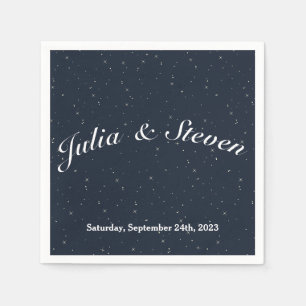 Serviette En Papier Mariage Night Sky Celestial Navy Blue & Stars