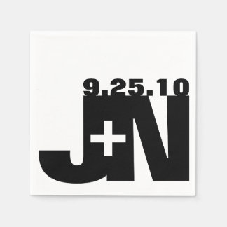 Serviette En Papier Mariage noir et blanc