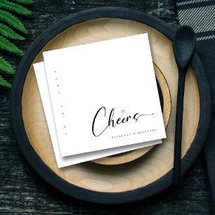 Serviette En Papier Mariage noir et blanc minimaliste