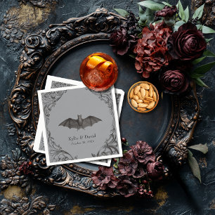 Serviette En Papier Mariage Noir et Gris Victorien jusqu'à la Mort