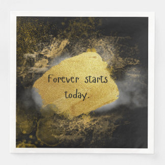 Serviette En Papier Mariage noir et or