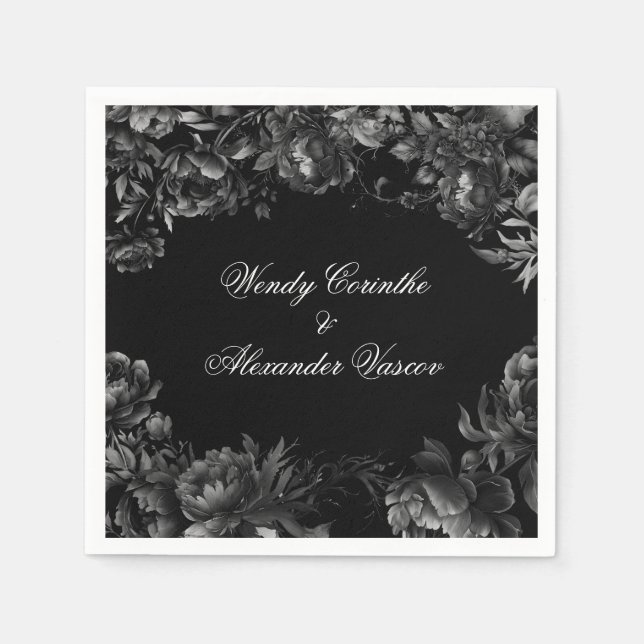 Serviette En Papier Mariage noir gothique classique (Devant)