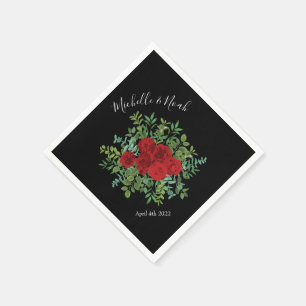 Serviette En Papier Mariage noir Rose gothique