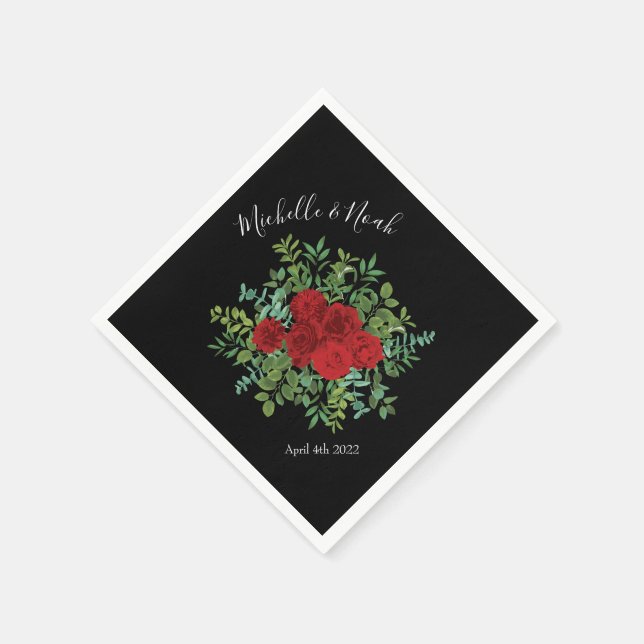 Serviette En Papier Mariage noir Rose gothique (Coin)