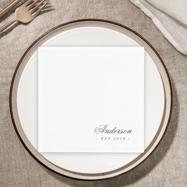 Serviette En Papier Mariage Nom Personnalisé Script Élégant Classique (Créateur téléchargé)