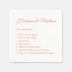 Serviette En Papier Mariage Noms de script Couple Fun Facts saumon