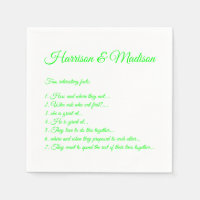 Mariage Noms de script Couple Fun Faits néon vert