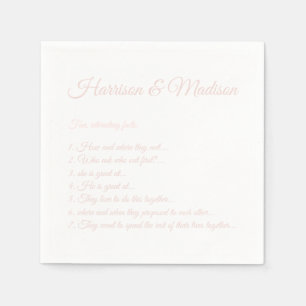 Serviette En Papier Mariage Noms de script Couple Fun Faits rose clair