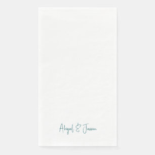 Serviette En Papier Mariage Noms Personnalisés Script Turquoise 