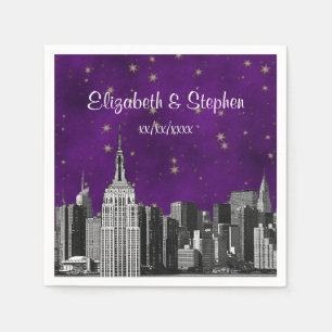 Serviette En Papier Mariage NYC ESB Skyline Gravé Étoile Violette