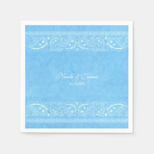 Serviette En Papier Mariage Occidental Country Paisley Rustique Bleu