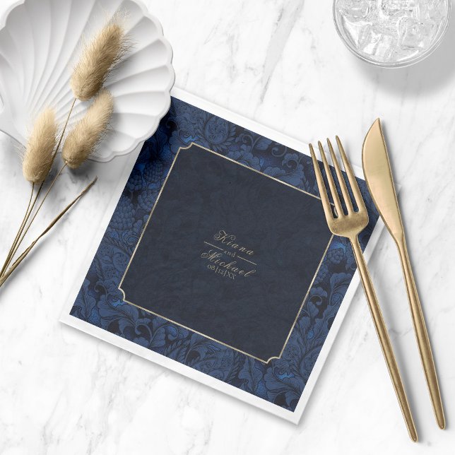 Serviette En Papier Mariage officiel Paisley Marine Blue ID767 serviet (Créateur téléchargé)