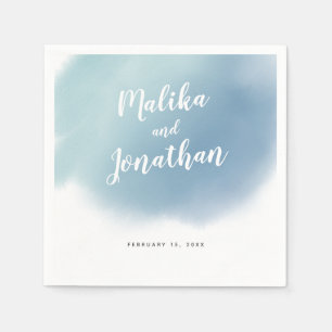 Serviette En Papier Mariage Ombre moderne bleu et vert