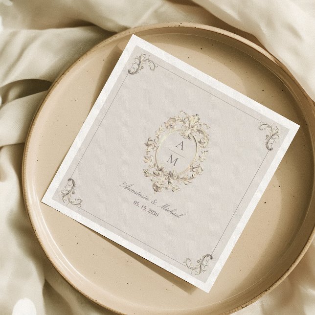 Serviette En Papier Mariage Or Baroque Vintage (Créateur téléchargé)