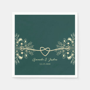 Serviette En Papier Mariage Or Vert Émeraude