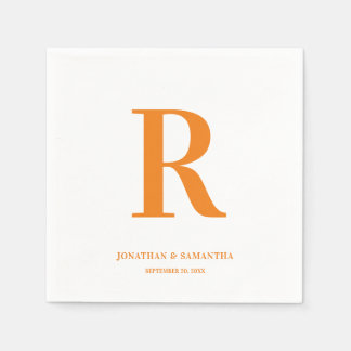 Serviette En Papier Mariage orange et blanc Monogramme de serviettes m