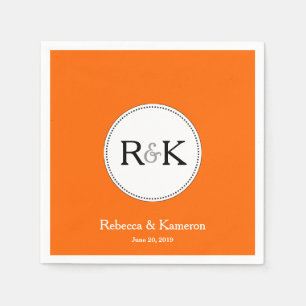 Serviette En Papier Mariage orange monogramme