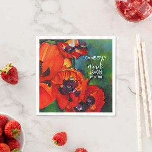 Serviette En Papier Mariage Orange Oriental Poppies