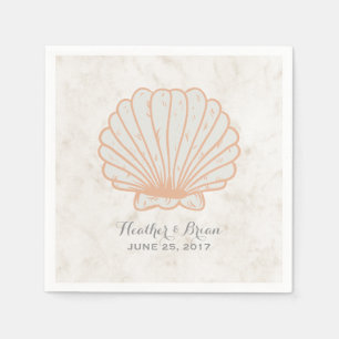 Serviette En Papier Mariage Orange Rustique Seashell
