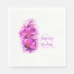 Serviette En Papier Mariage orchidée aquarelle déjeuner papier serviet