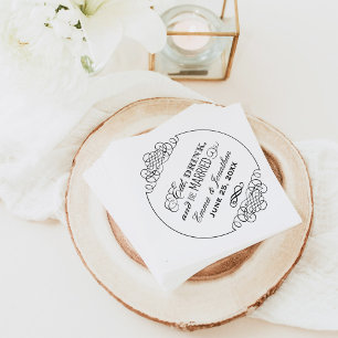 Serviette En Papier Mariage Orné Rond Manger Boire Être Marié