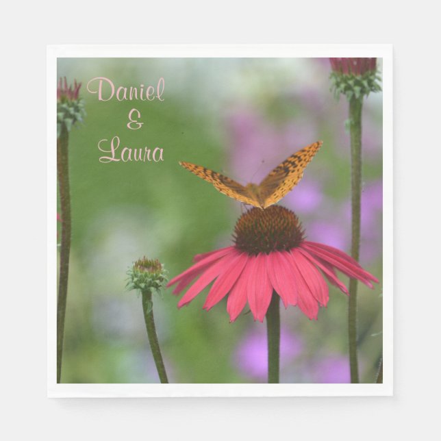 Serviette En Papier Mariage papillon du jardin (Devant)
