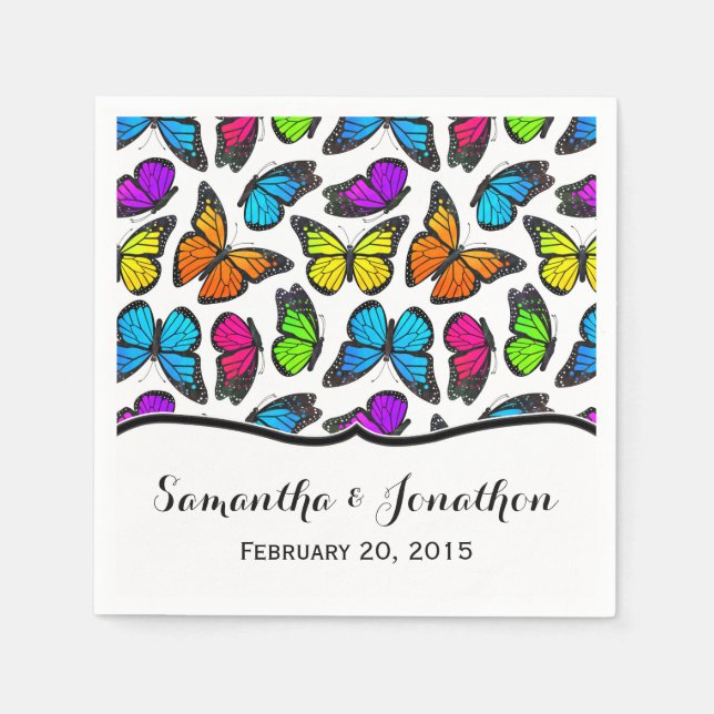 Serviette En Papier Mariage papillon Rainbow Monarch (Devant)