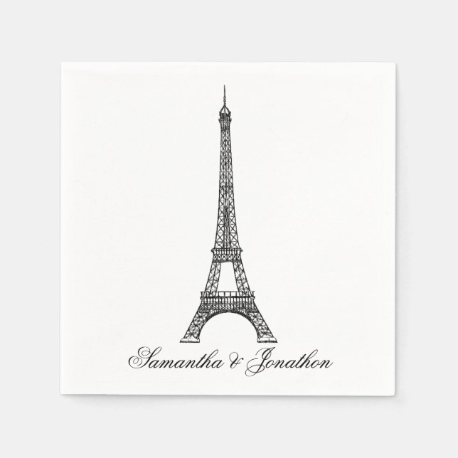 Serviette En Papier Mariage parisien Tour Eiffel (Devant)