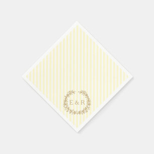 Serviette En Papier Mariage Pastel Lemon Yellow Wreath et Sprig