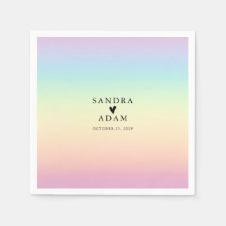 Serviette En Papier Mariage Pastel Ombre Rainbow Colors