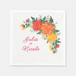 Serviette En Papier Mariage Pastel Orange Yellow Spring Dahlia Fleurs