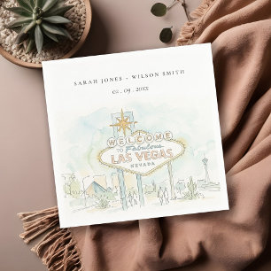 Serviette En Papier Mariage Paysage Aquarelle Las Vegas Nevada
