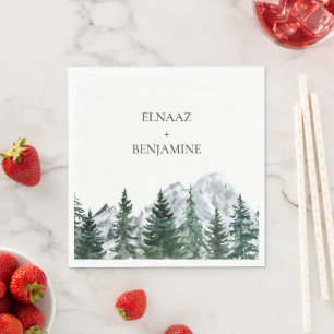Serviette En Papier Mariage paysage de forêt et de montagne moderne