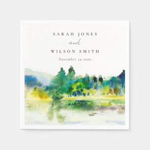 Serviette En Papier Mariage paysager Chic Campagne Mountain River